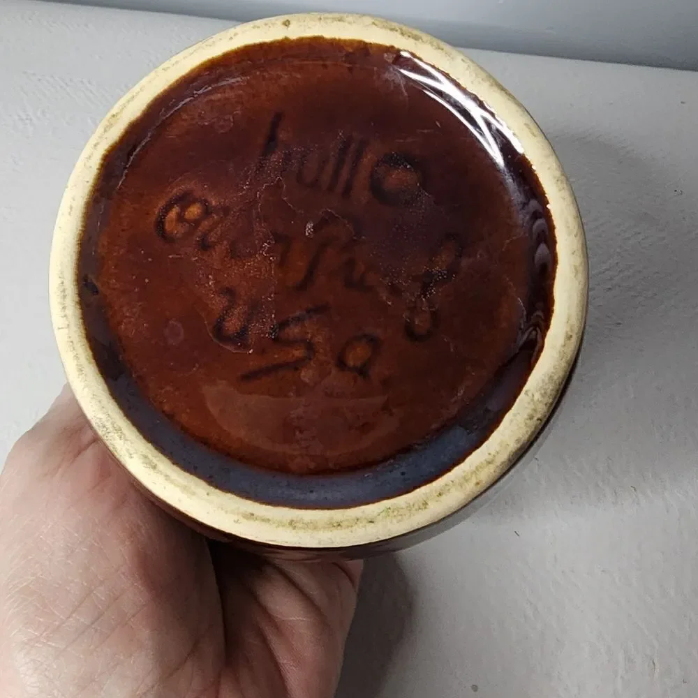 Vintage Hull Pottery Brown Drip Oven Proof Individual Bean Pot No Lid